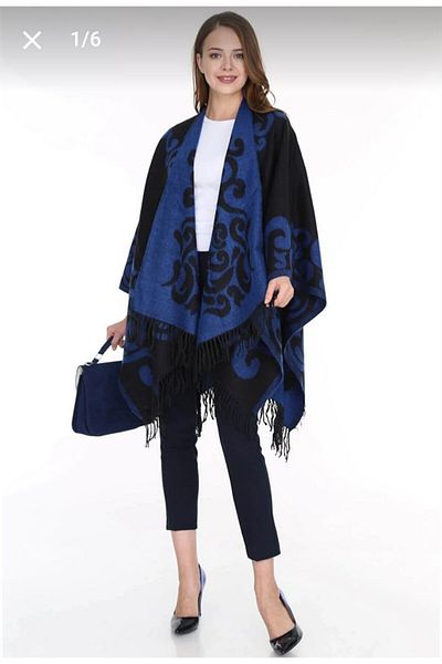 Nilbutik Women's Double Sided Shoulder Shawl Poncho