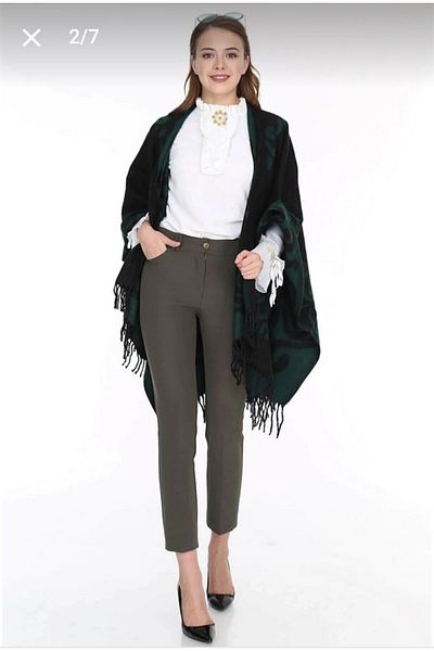 Nilbutik Women's Double Sided Shoulder Shawl Poncho