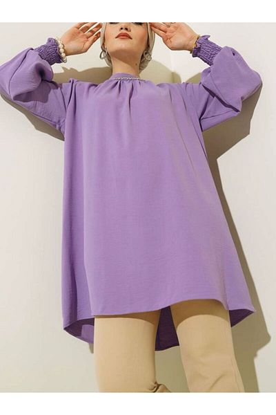 modasindoma WOMEN'S STONE DETAILED COLLAR TUNIC