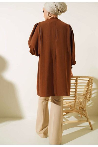 modasindoma WOMEN'S STONE DETAILED COLLAR TUNIC