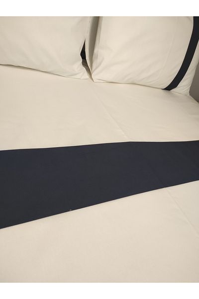 Evcimenhome cotton double duvet cover set 200cmX220cm color: ecru-navy with tape