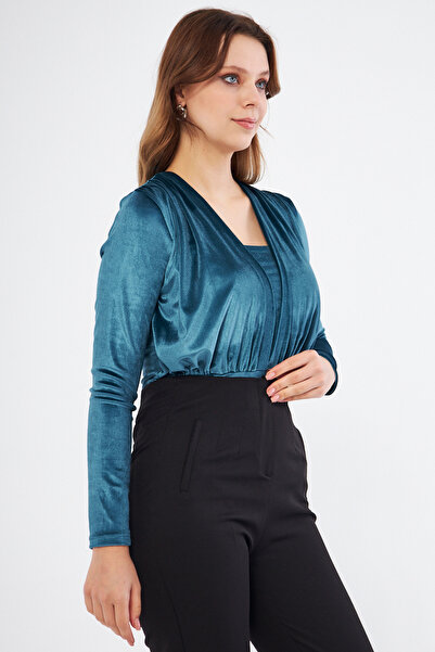 Bidoluelbise Оксамитова деталь Buzgu з довгим рукавом з еластичної тканини