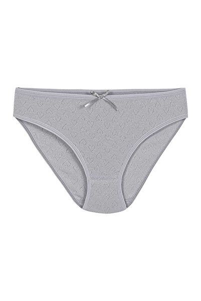 Yıldız Çamaşır Kadın Gri 6'lı Paket %100 Pamuk Kalpli Bikini Külot
