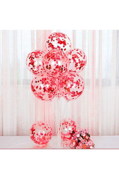 PartAntalya Set of 10 Transparent Balloons with Pink Confets