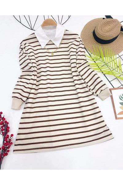 modasindoma WOMEN'S STRIPED COMFORTABLE TUNIC