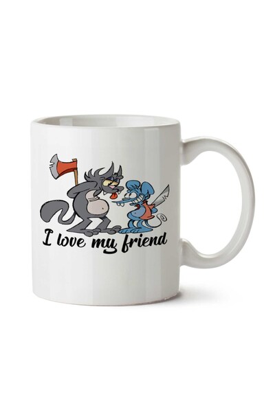 ART HEDİYE كوب مطبوع عليه عبارة "I Love My Friend" على الوجهين