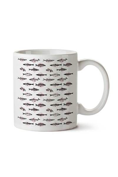 ART HEDİYE كوب مطبوع عليه سمكة هندسية على الجانبين