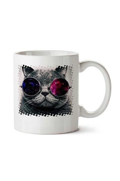 ART HEDİYE كوب زجاجي ملون مطبوع على الجانبين من Gato Cat