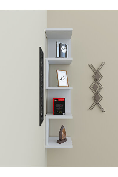 LIUWA Zigzag 5 Katlı Köşe Rafı,Kitaplık,Çocuk Odası Düzenleyici,Mutfak Köşesi(BEYAZ)