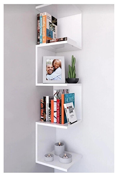 LIUWA Zigzag 5 Katlı Köşe Rafı,Kitaplık,Çocuk Odası Düzenleyici,Mutfak Köşesi(BEYAZ)