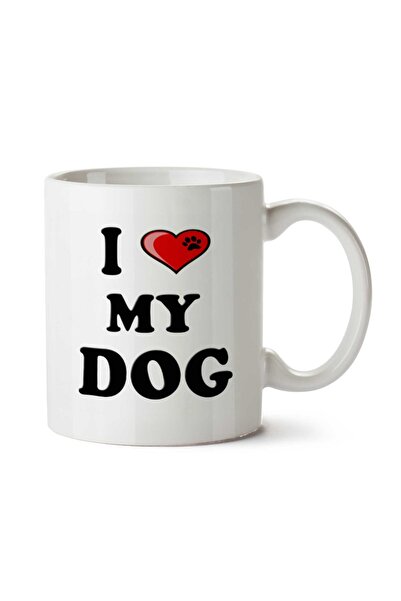 ART HEDİYE I LOVE MY DOG Heart Two Sided Printed Mug