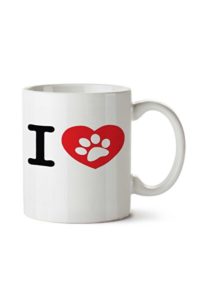 ART HEDİYE كوب مطبوع عليه عبارة "I LOVE DOG" على شكل مخالب كلب على الجانبين