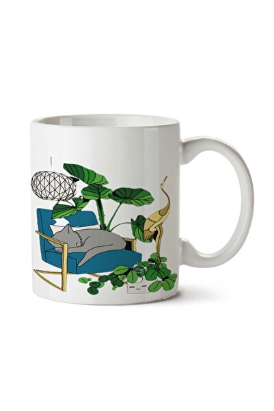 ART HEDİYE كوب قيلولة على شكل قطة مطبوع على الجانبين