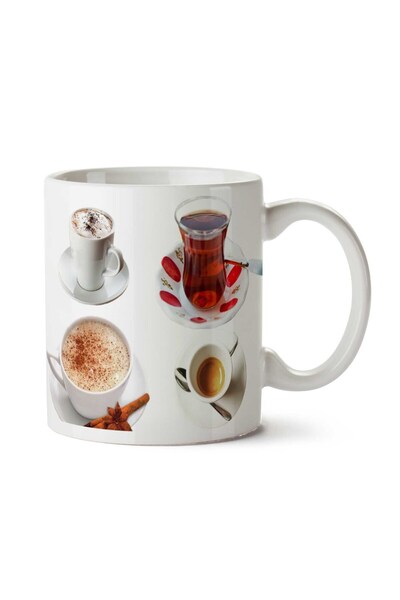 ART HEDİYE Tea Coffee Turkish Coffee Two Sided Printed Mug Cup
