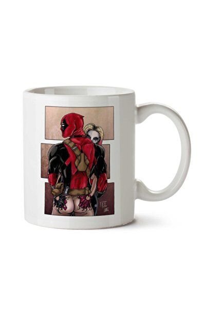 ART HEDİYE كوب Harley Quinn Kneads Deadpool Suicide Squad مطبوع على الجانبين
