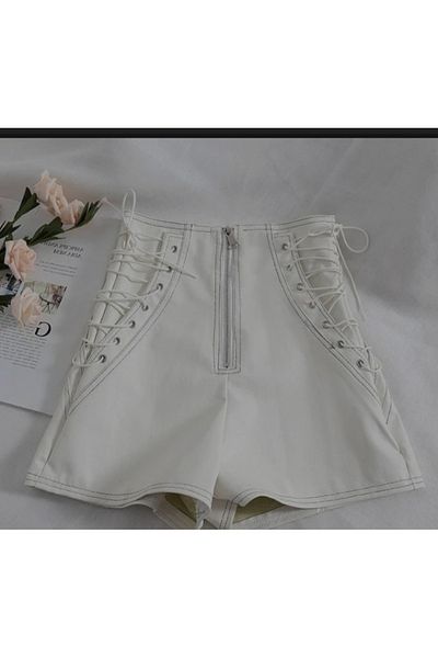 ARDSU Leather White Shorts