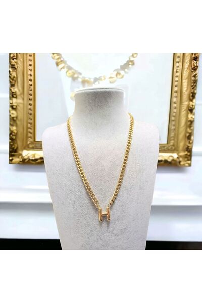 AKSESUARIM kadın bombeli çelik harf kolye