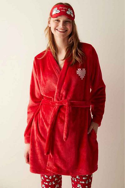 Penti red soft dressing gown