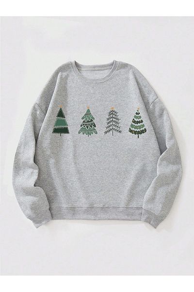 Ginevra Unisex Christmas Tree Printed Oversize Sweatshirt