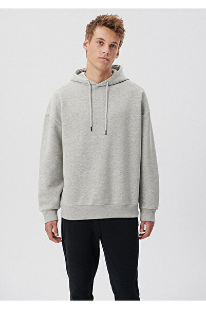 Mavi Kapüşonlu Gri Basic Sweatshirt 0610062-80196