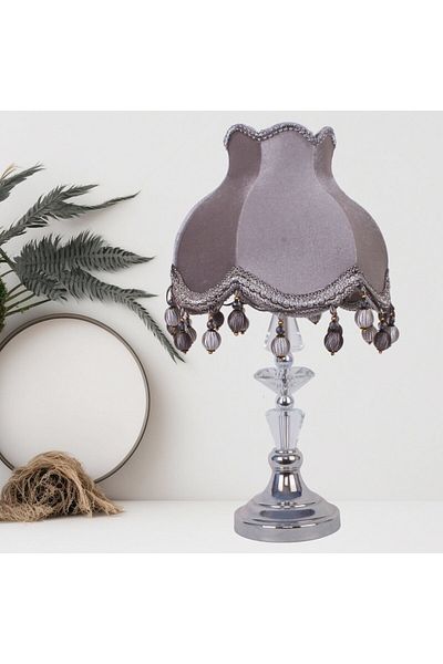 Dekovien Vintage Gray Velvet Covered Crystal Lampshade Glass Base - 30x50cm AB1011
