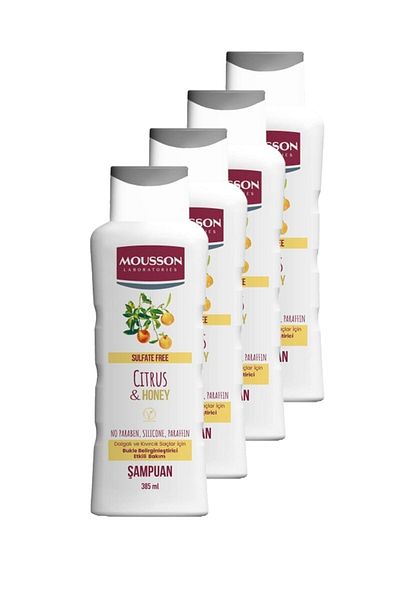 Mousson 4-Piece Sulfate-Free Shampoo Set with Orange and Honey Extract and Determination Effect 385 Ml