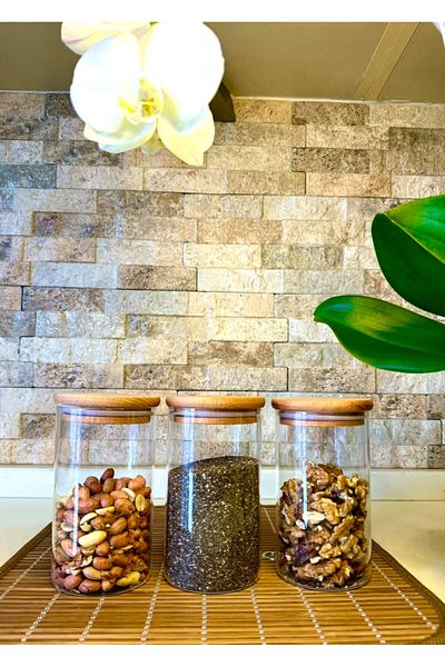 BERRY 'S WOODEN COVER JAR SET 0.65 LT (BOROSILIKAT)
