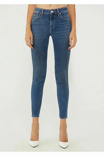 Ramrod Gale Kadın Açık Mavi Bıyıklı Süper Skinny Fit Esnek Likralı Yüksek Bel Denim Jean Kot Pantolon
