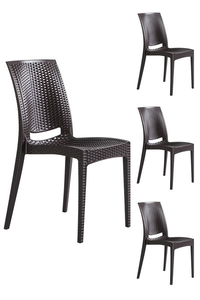 MOBETTO 4 Adet Rattan Kahve Sandalye / Balkon-bahçe-teras