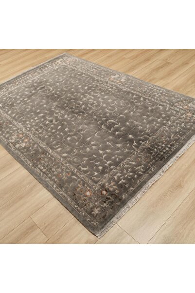 Halıcızade Sultanahmet Serisi Çiçek Desenli Gri El Dokuma Halı-sultanahmet Kl...