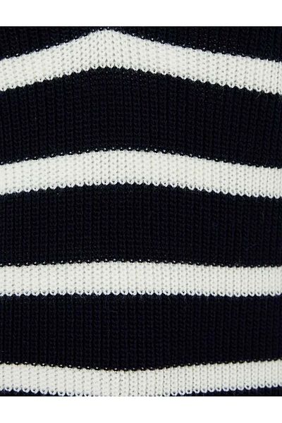 Koton Knitwear Sweater Half Zipper Stand Collar Long Sleeve 4wal90076ht Navy Blue Striped