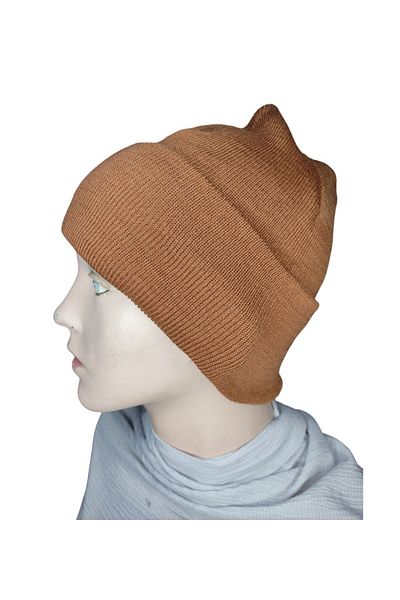 marufshop Унисекс есенно-зимна шапка с вълнена шапка от трикотаж за открито
