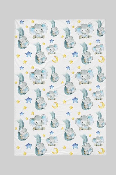 Tuğba Kuğu Printed Flat Sheet 120x180 - For Baby Series - Blue Elephant in the Hose