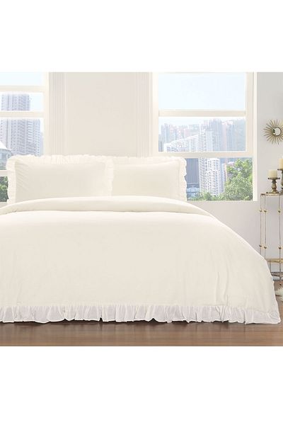 Taç Galena Ecru Seersucker Single Duvet Cover Set