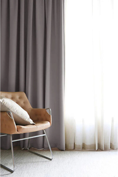 Ran Perde Açık Gri - Karartma Perde Blackout - Çift Taraflı -Pilesiz - Tek Kanat