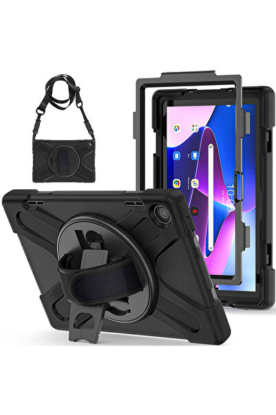 Nezih Case Lenova Tab M10 Plus Tb-125f / Tb-128f 3. Gen. Uyumlu Tank Military Defender Askılı Zırh Kılıf