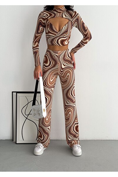 BE CHİC BLUZĂ CU GULER ÎNALT ȘI PANTALONI PALAZZO ȘI PANTALONI DESIGN 2 piese AYD3321