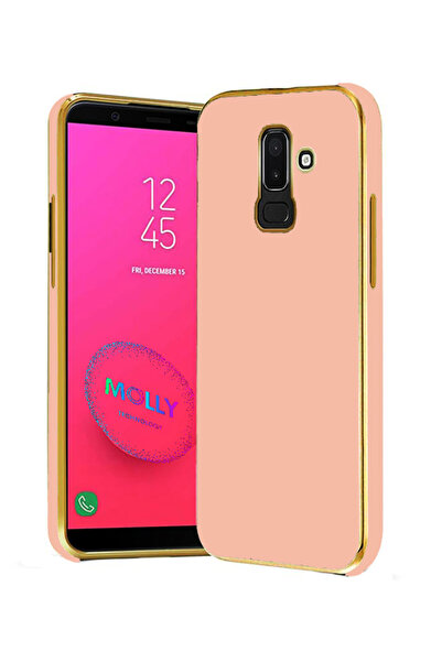 Molly Samsung Galaxy J8 İçin Rose Kenarları Gold Detaylı Lüks Silikon Kılıf