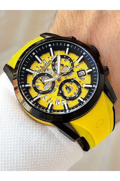 Quantum Functional 10 Atm Waterproof Silicone Cord Steel Case Men's Wristwatch