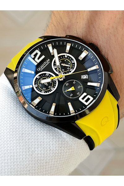Quantum Functional 10 Atm Waterproof Silicone Cord Steel Case Men's Wristwatch