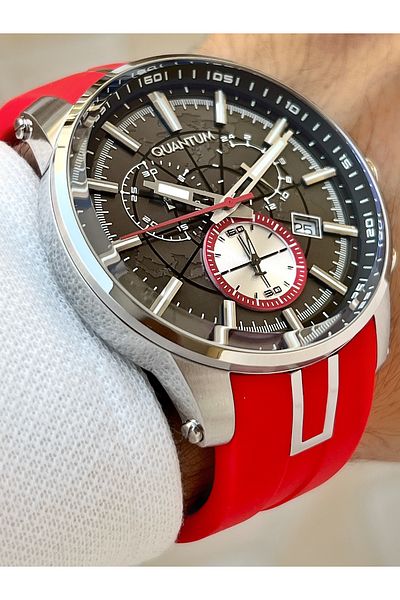 Quantum Functional 10 Atm Waterproof Silicone Cord Steel Case Men's Wristwatch