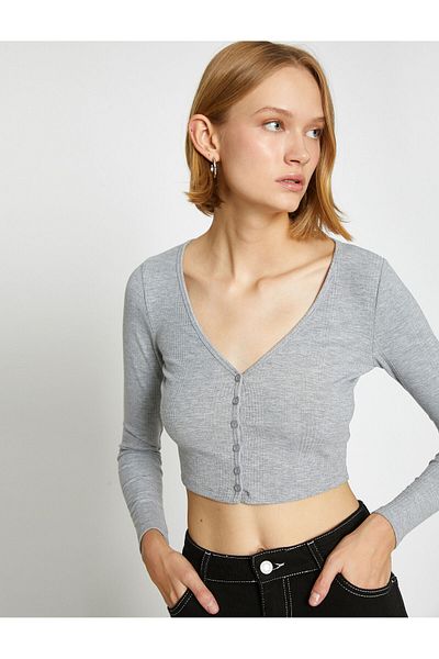 Koton Crop Buttoned Cardigan