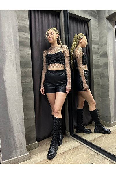 Up Shop Чорний колір з довгими рукавами та камінцями