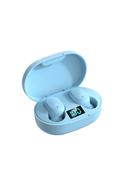 LESGO E6s Bluetooth 5.0 Kablosuz Kulaklık Çift Mikrofonlu Powerbank Kutulu Şarj Kablosu Mavi