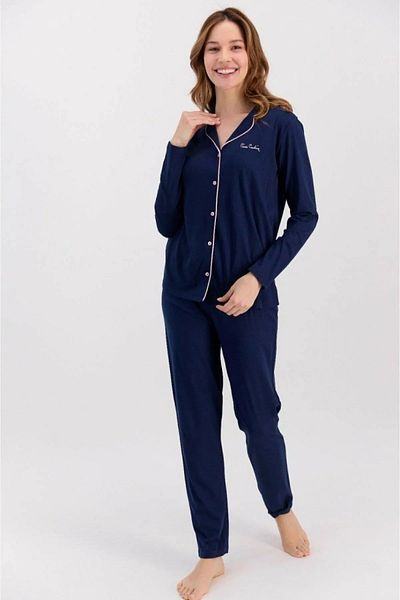 Pierre Cardin Set pijama cu mânecă lungă cu nasturi în față din bumbac V71