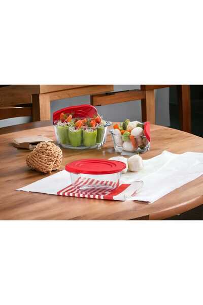 ÇEÇEN HOME 840cc Plastik Kapaklı Yuvarlak Borcam Tencere Yükseklik 7cm Çap 16cm