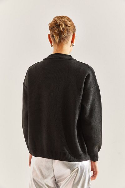 Bianco Lucci Dámský stříbřitý kapesní pletený svetr na zip