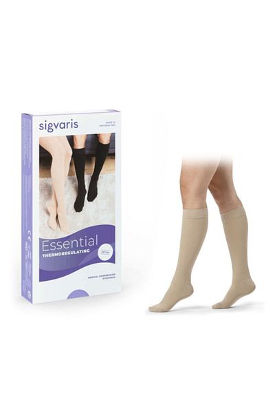 Sigvaris Essential COTTON (COTTON) L (Normal) Ccl2 Below the Knee (Open Toe) Compression Socks