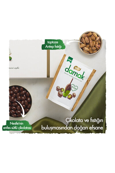 Nestle Neslte Damak Sütlü Çikolata Kaplı Antep Fıstıklı Draje 50 Gr
