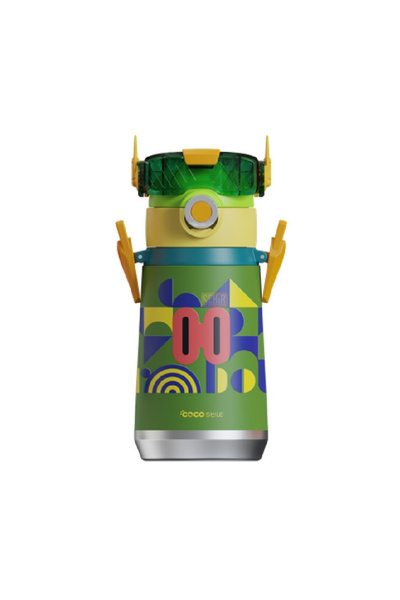 Vagonlife Cocosmile 500 مل مجموعة جديدة من الترمس الفولاذي تحت عنوان الروبوت قارورة للأطفال مع القش والشماعة